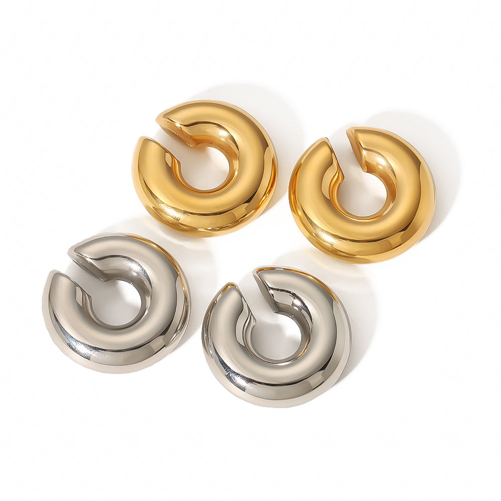 1 Pair Retro C Shape 18K Gold Plated Stainless Steel Ear Cuffs