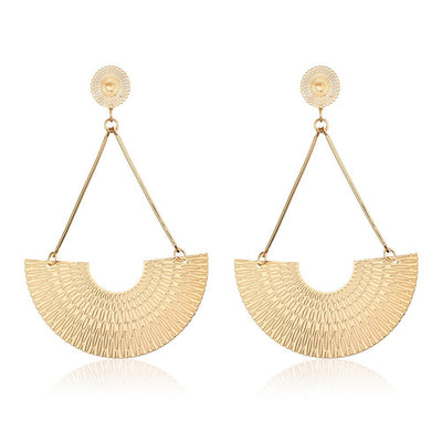 Retro Geometric Leaf Heart Butterfly Metal Drop Earrings