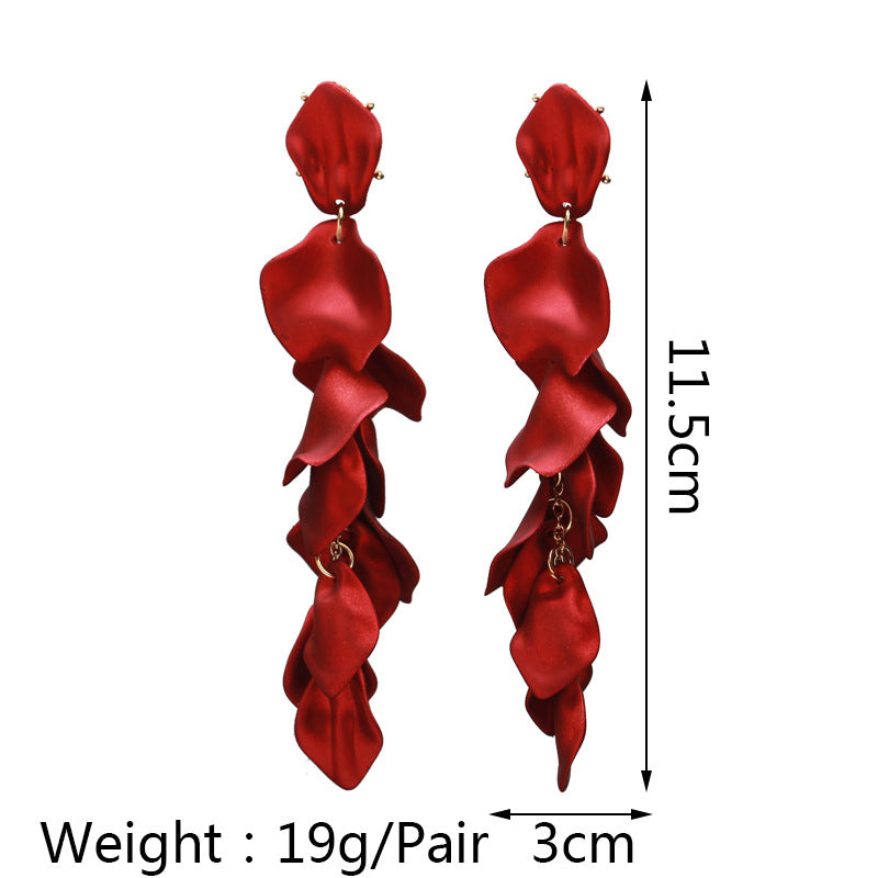 1 Pair Elegant Retro Flower Acrylic Tassel Drop Earrings for Women