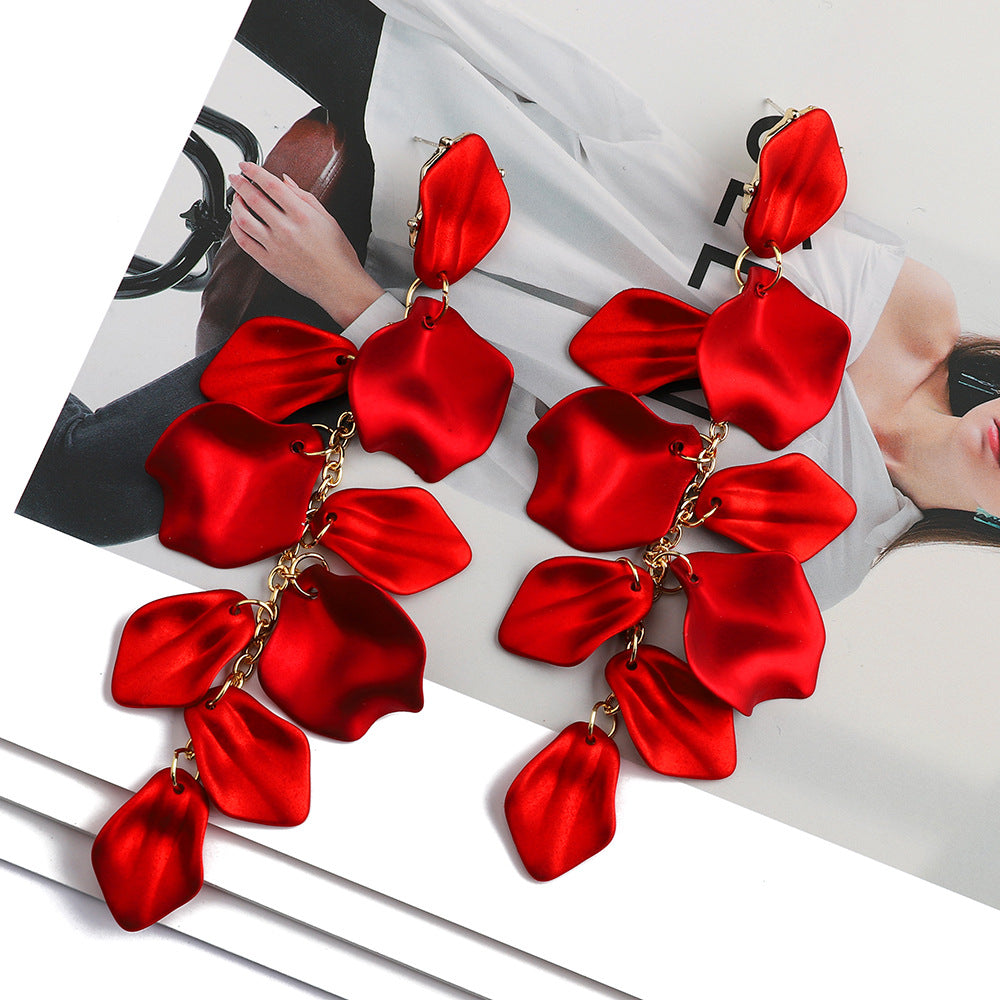 1 Pair Elegant Retro Flower Acrylic Tassel Drop Earrings for Women