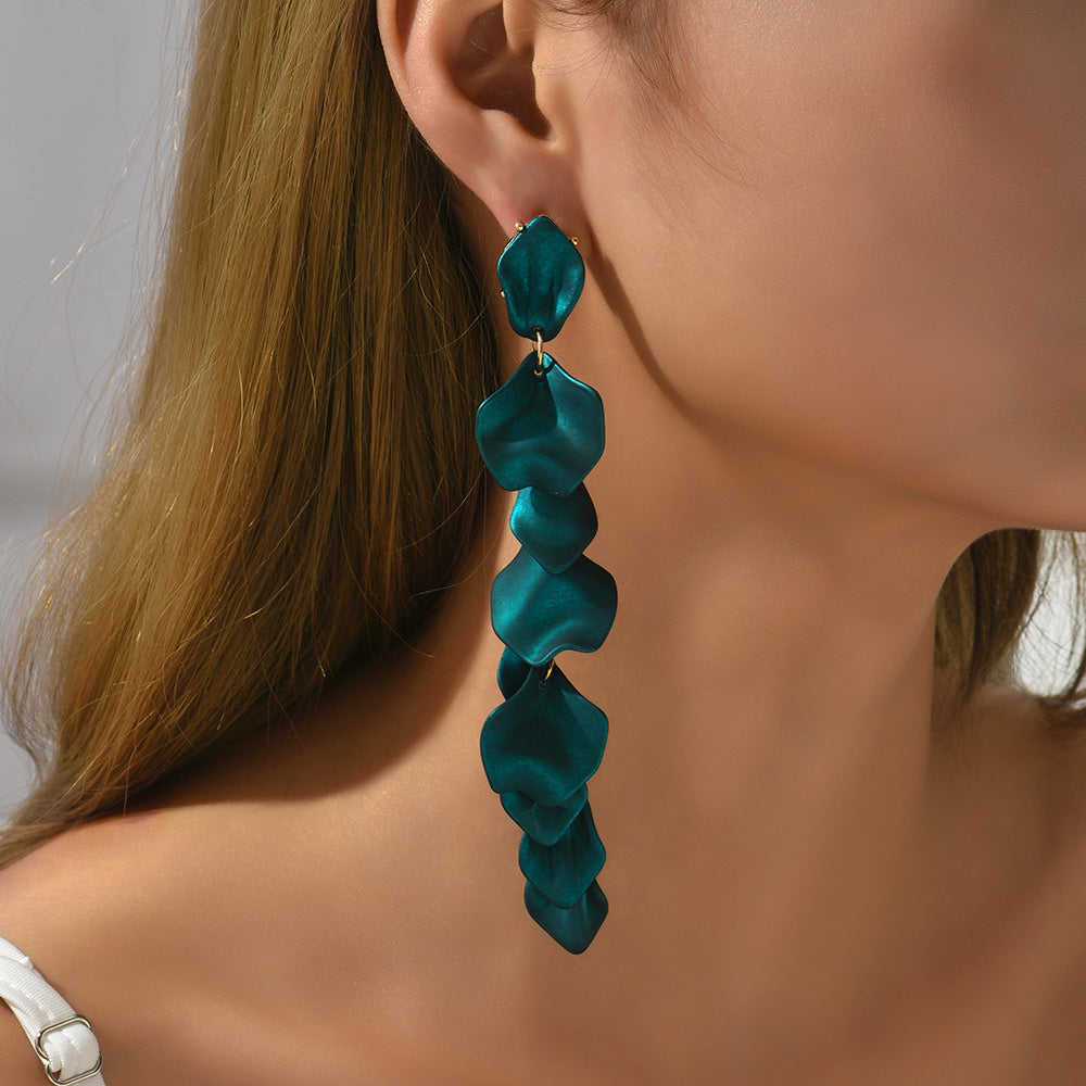 1 Pair Elegant Retro Flower Acrylic Tassel Drop Earrings for Women