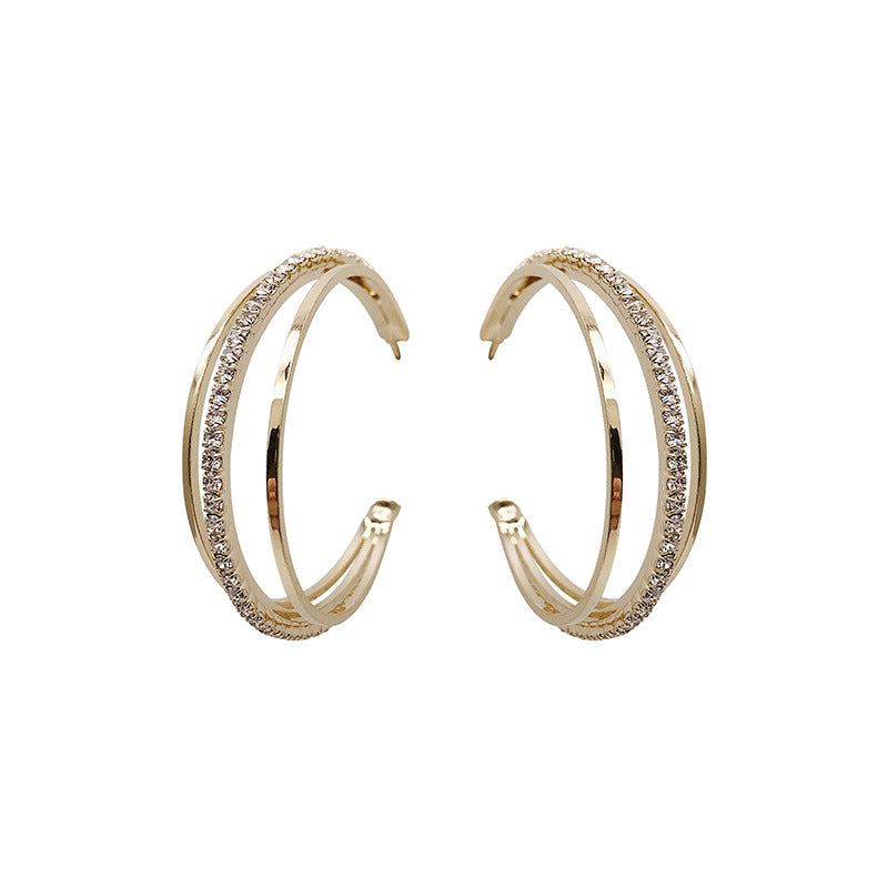 Retro Geometric Alloy Plated Earrings with 925 Silver Needle