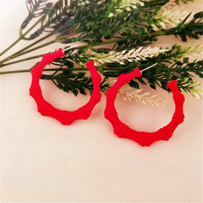 Retro Acrylic Hoop Earrings for Women - Fluorescent Bamboo Design