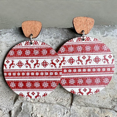 1 Pair Bohemian Geometric Christmas Tree Wood Drop Earrings