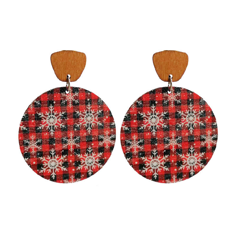 1 Pair Bohemian Geometric Christmas Tree Wood Drop Earrings
