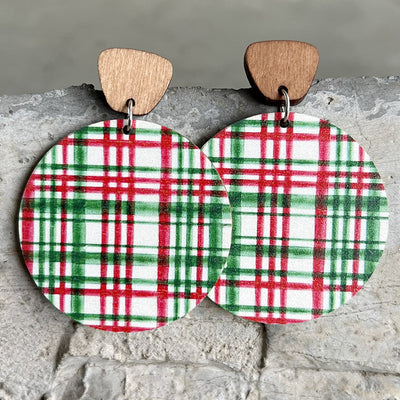 1 Pair Bohemian Geometric Christmas Tree Wood Drop Earrings