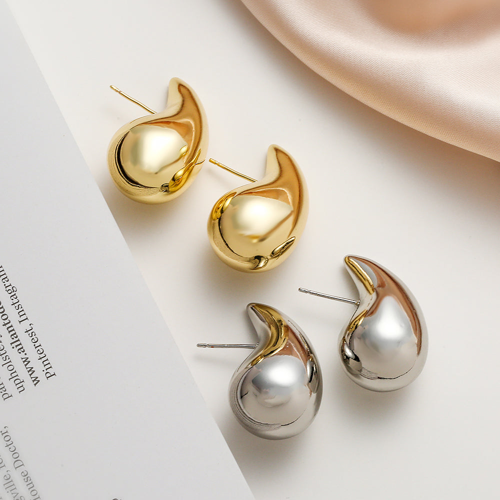 1 Pair Minimalist Geometric 18K Gold Plated Copper Teardrop Earrings