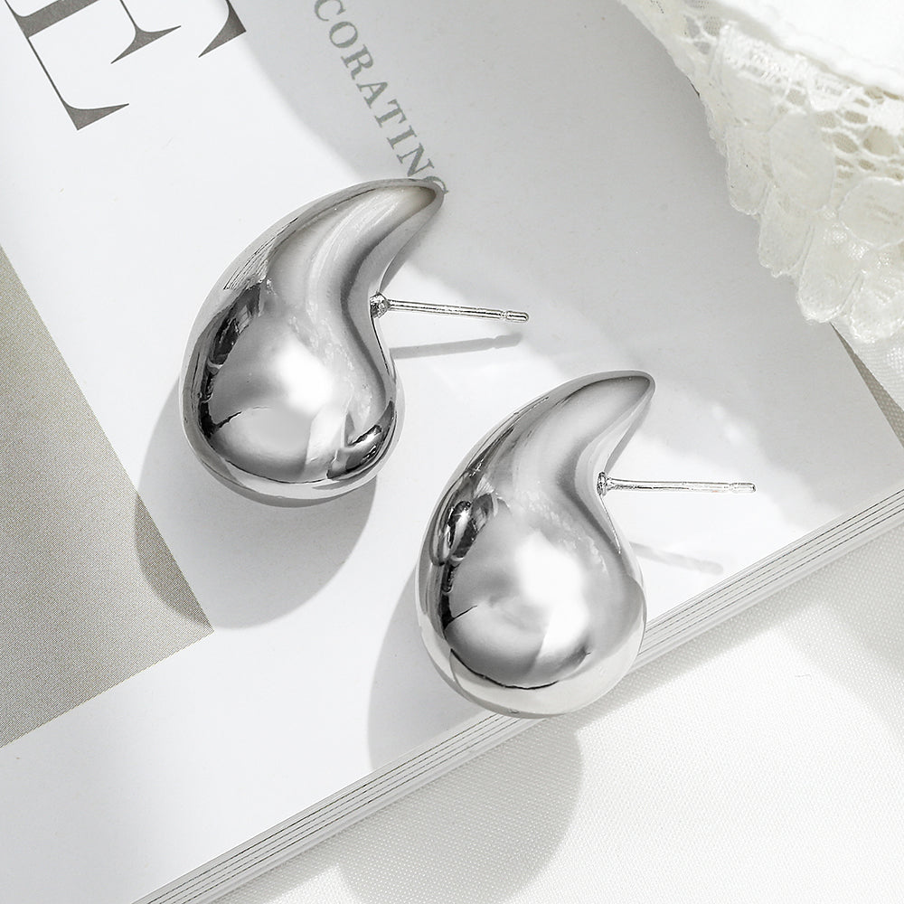 1 Pair Minimalist Geometric 18K Gold Plated Copper Teardrop Earrings