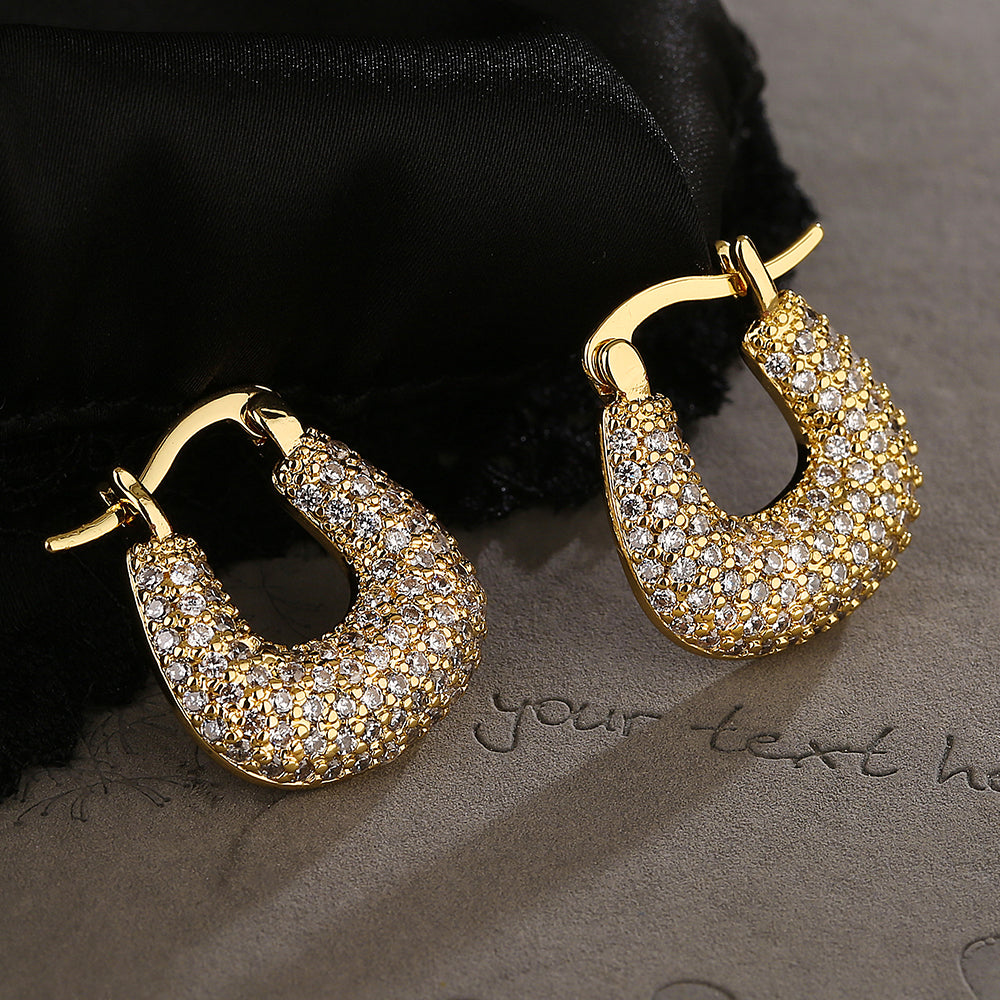 1 Pair Minimalist Geometric Zircon 18K Gold Plated Earrings