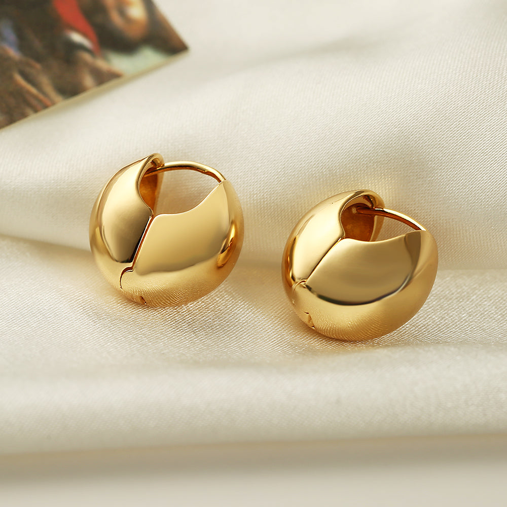 1 Pair Minimalist Geometric 18K Gold Plated Hoop Earrings