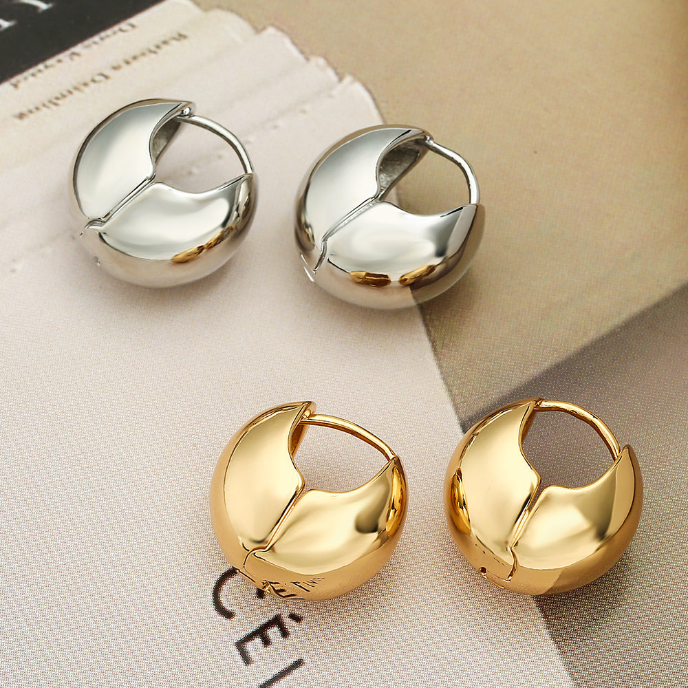 1 Pair Minimalist Geometric 18K Gold Plated Hoop Earrings
