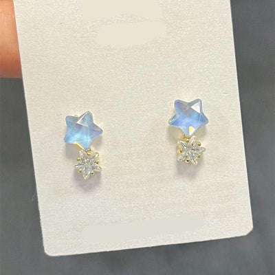 1 Pair Elegant Star Heart Butterfly Pearl Gemstone Stud Earrings