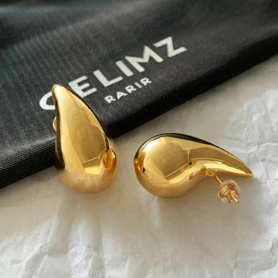 1 Pair Minimalist Water Drop 18k Gold Plated Stainless Steel Clip-On Earrings
