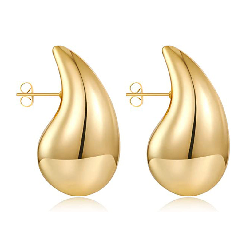 1 Pair Minimalist Water Drop 18k Gold Plated Stainless Steel Clip-On Earrings