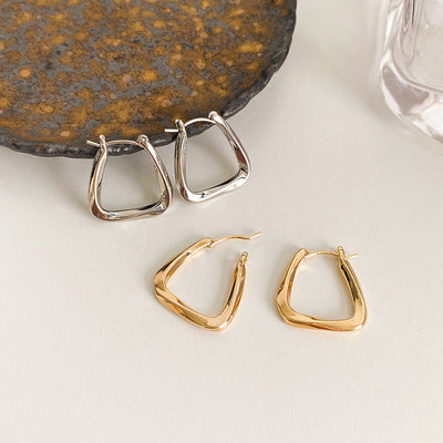 1 Pair Minimalist Geometric White Gold Plated Earrings for Women