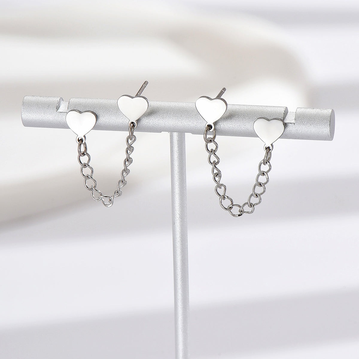 1 Pair Heart Shape Stainless Steel 14K Gold Plated Rose Gold Plated Silver Plated Tassel Earrings