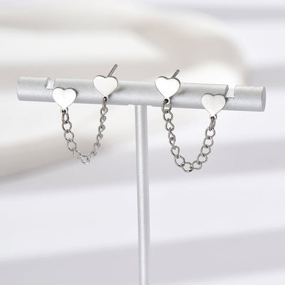 1 Pair Heart Shape Stainless Steel 14K Gold Plated Rose Gold Plated Silver Plated Tassel Earrings