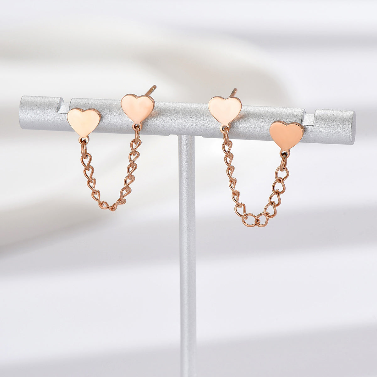 1 Pair Heart Shape Stainless Steel 14K Gold Plated Rose Gold Plated Silver Plated Tassel Earrings