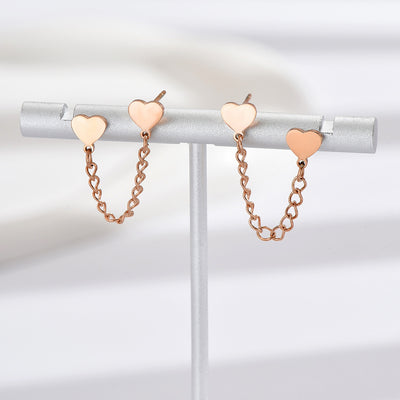 1 Pair Heart Shape Stainless Steel 14K Gold Plated Rose Gold Plated Silver Plated Tassel Earrings