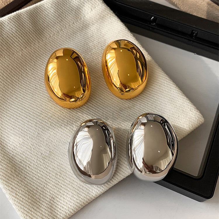 1 Pair Vintage Oval Metal Stud Earrings