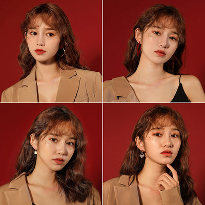 1 Pair Elegant Rhinestone Inlay Alloy Drop Earrings with 925 Silver Needle