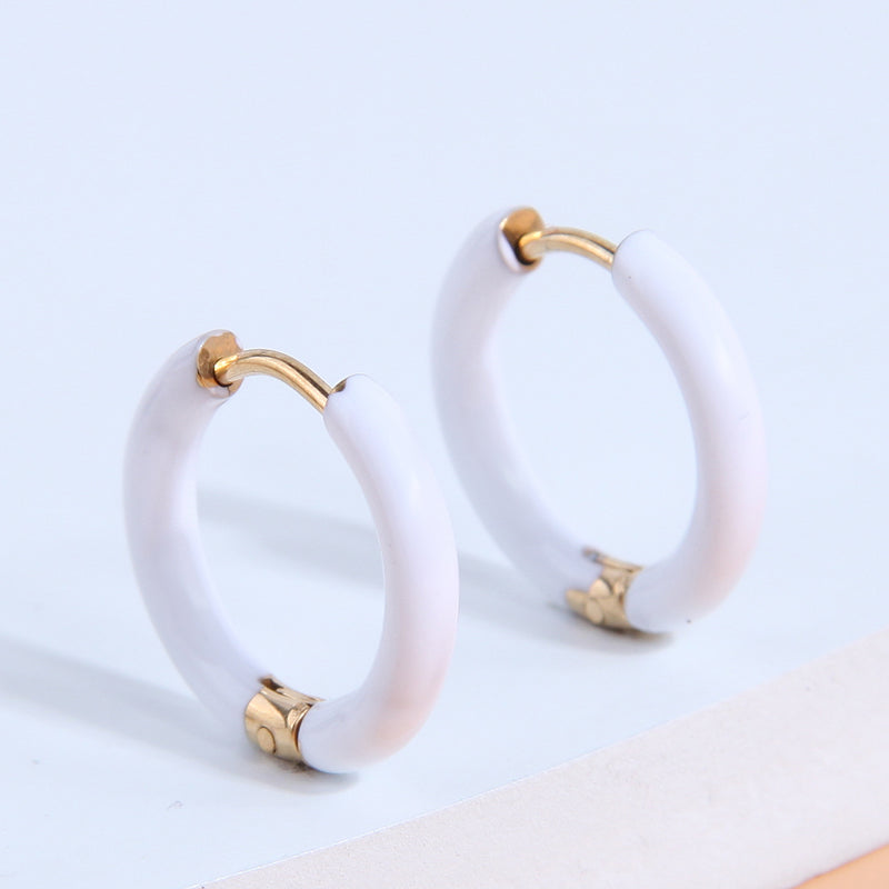 1 Pair Minimalist 12mm Colorful Stainless Steel Hoop Earrings