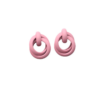 Simple Double Circle Alloy Stud Earrings for Women