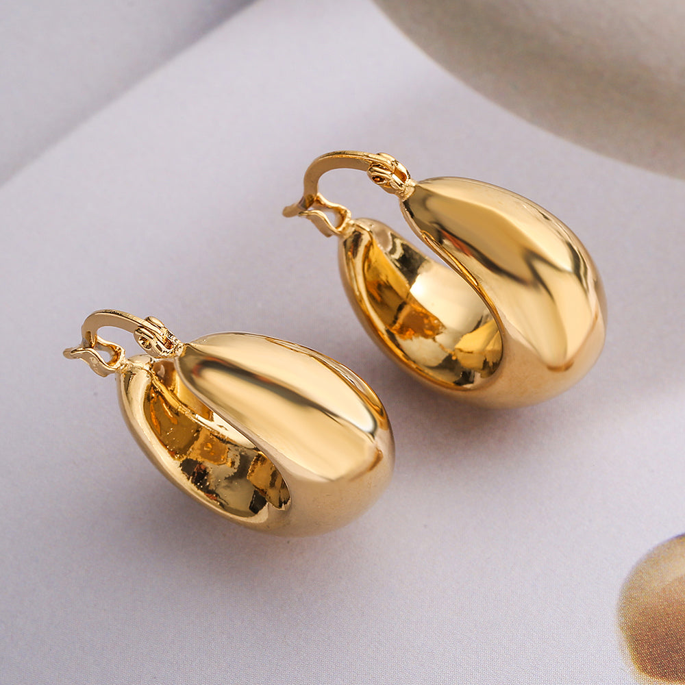 1 Pair Minimalist Geometric 18K Gold Plated Copper Hoop Earrings