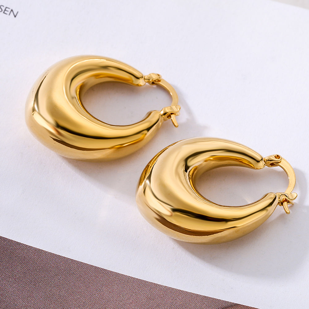1 Pair Minimalist Geometric 18K Gold Plated Copper Hoop Earrings