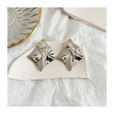 Simple Solid Color Metal Plated Geometric Square Earrings for Women