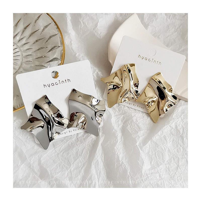 Simple Solid Color Metal Plated Geometric Square Earrings for Women