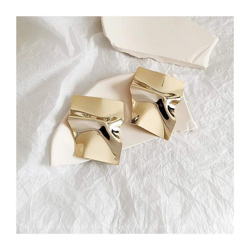 Simple Solid Color Metal Plated Geometric Square Earrings for Women