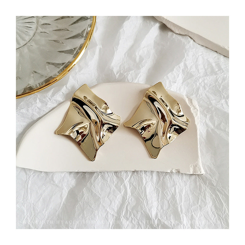 Simple Solid Color Metal Plated Geometric Square Earrings for Women