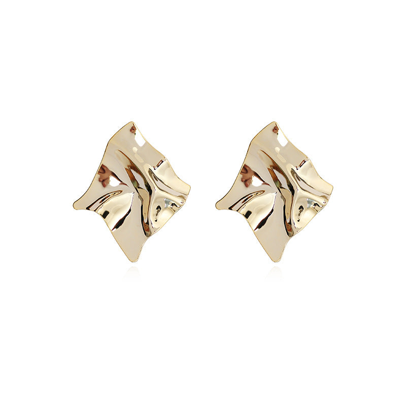 Simple Solid Color Metal Plated Geometric Square Earrings for Women