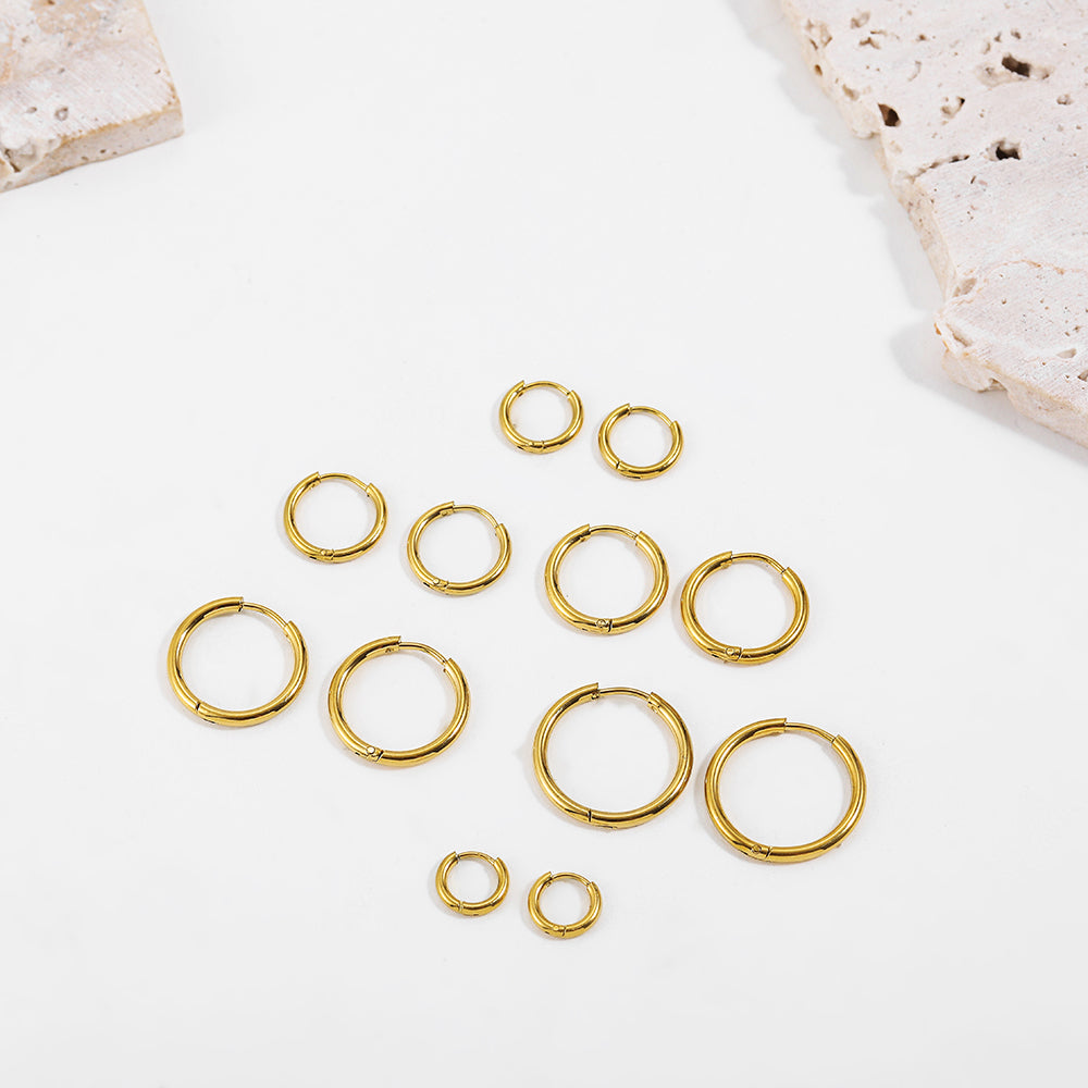 Minimalist Geometric Stainless Steel and S925 Silver Hoop Earrings