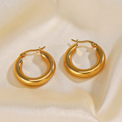 1 Pair Minimalist 18K Gold Plated Geometric Stainless Steel Hoop Earrings