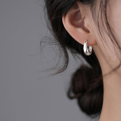 1 Pair Minimalist Sterling Silver Plated Hoop Earrings