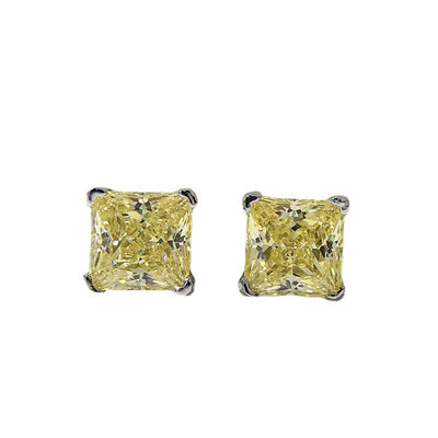 1 Pair Minimalist Square Sterling Silver High Carbon Diamond Stud Earrings 2023