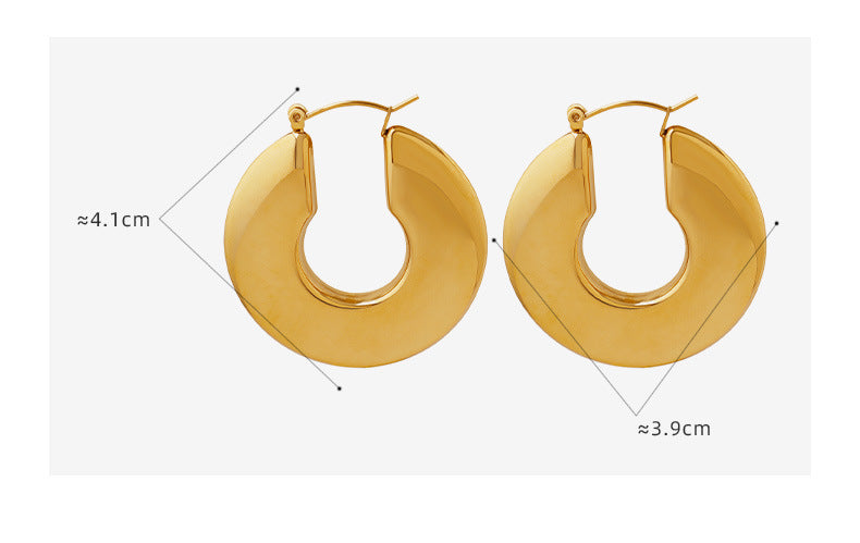 1 Pair Geometric U Shape Titanium Steel 18K Gold Plated Hoop Earrings