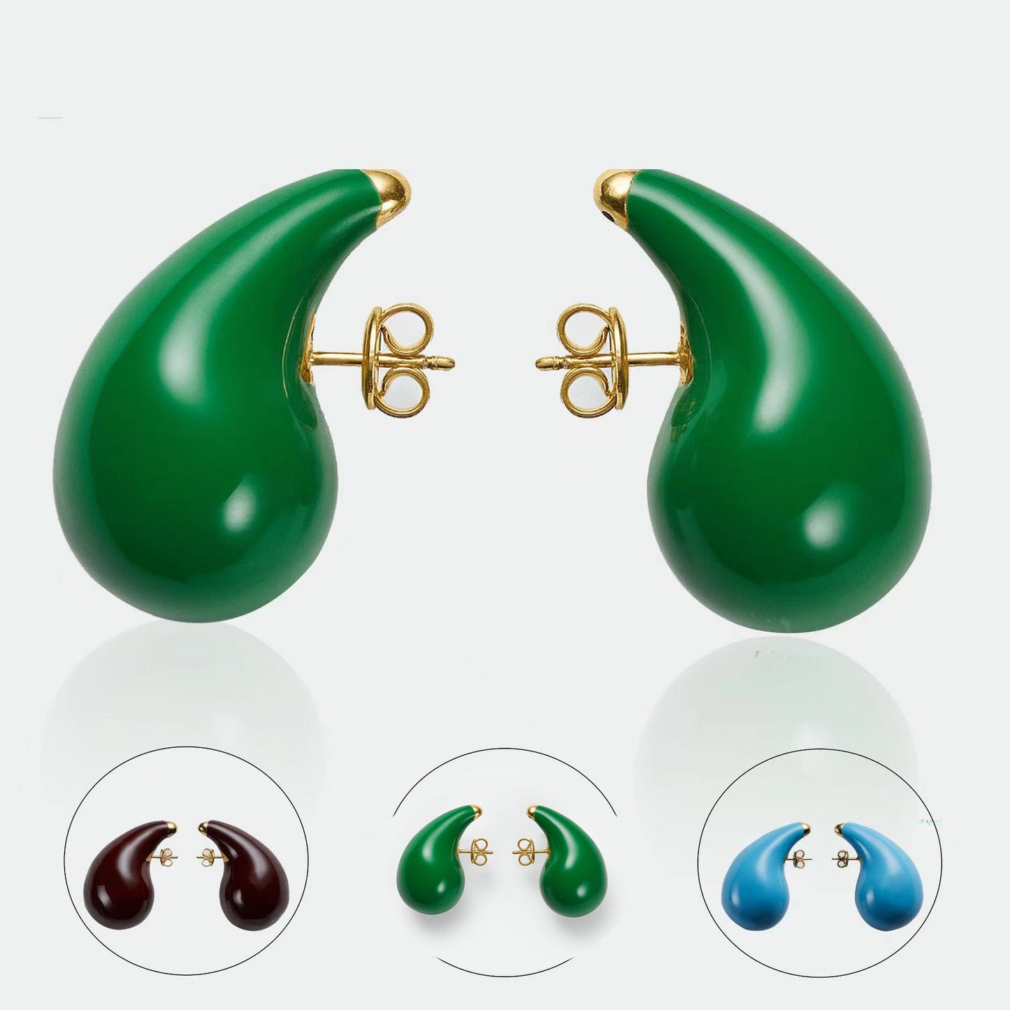 Simple Water Drop Epoxy Stainless Steel Earrings