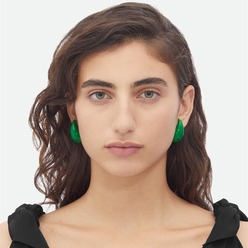 Simple Water Drop Epoxy Stainless Steel Earrings