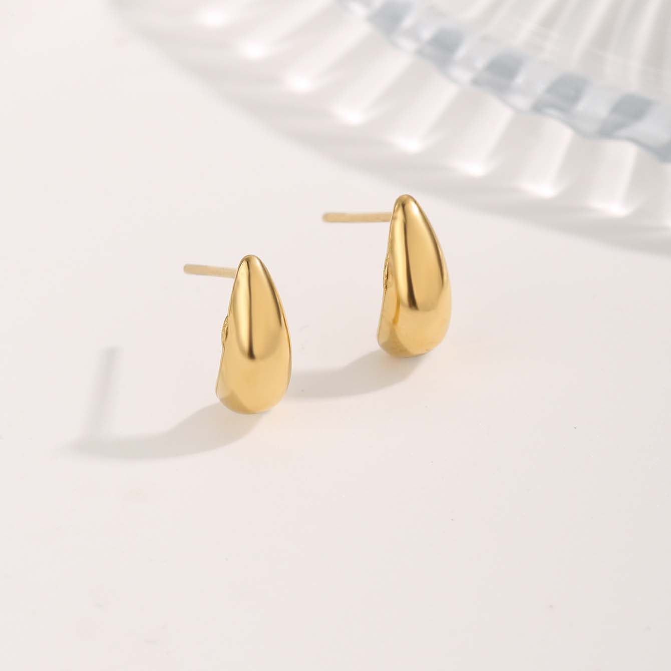 1 Pair Vintage Irregular Square Water Droplet Gold Plated Titanium Steel Earrings
