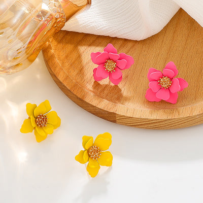 Sweet Floral Acrylic Multi-layer Petal Earrings for Women