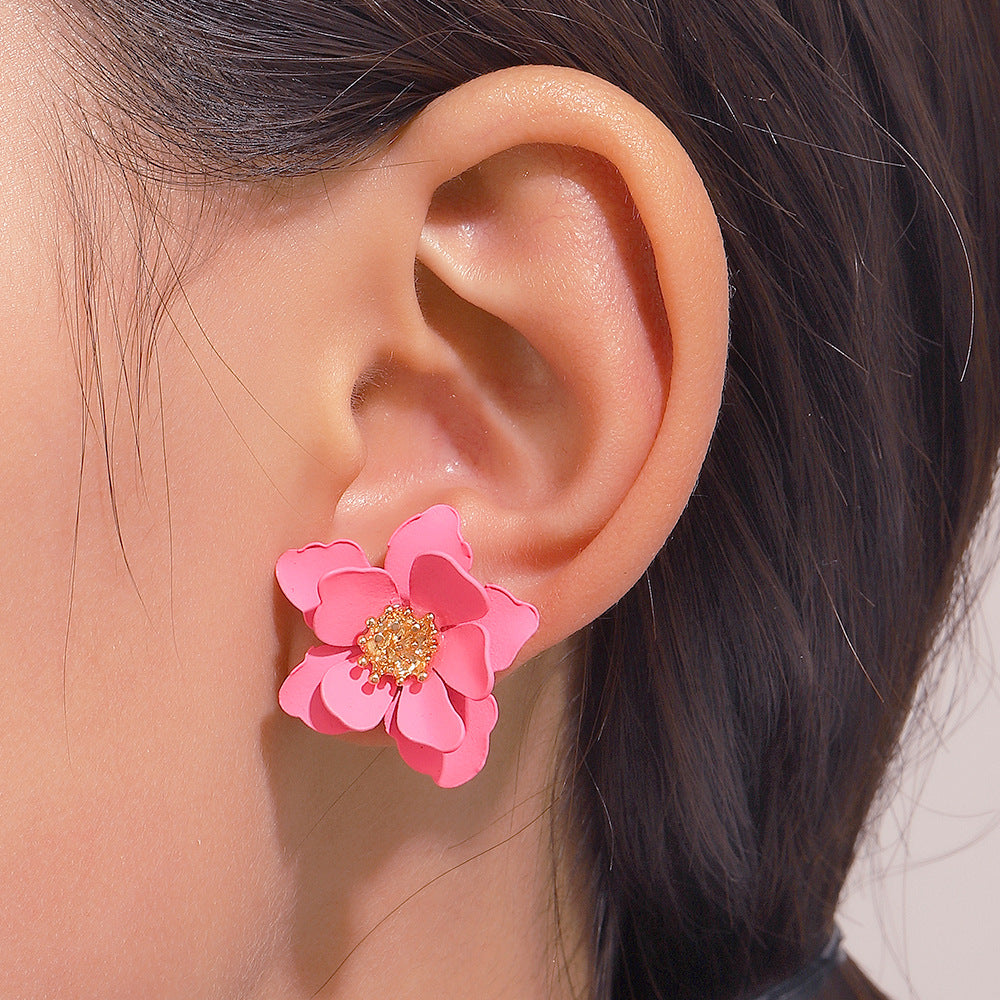 Sweet Floral Acrylic Multi-layer Petal Earrings for Women