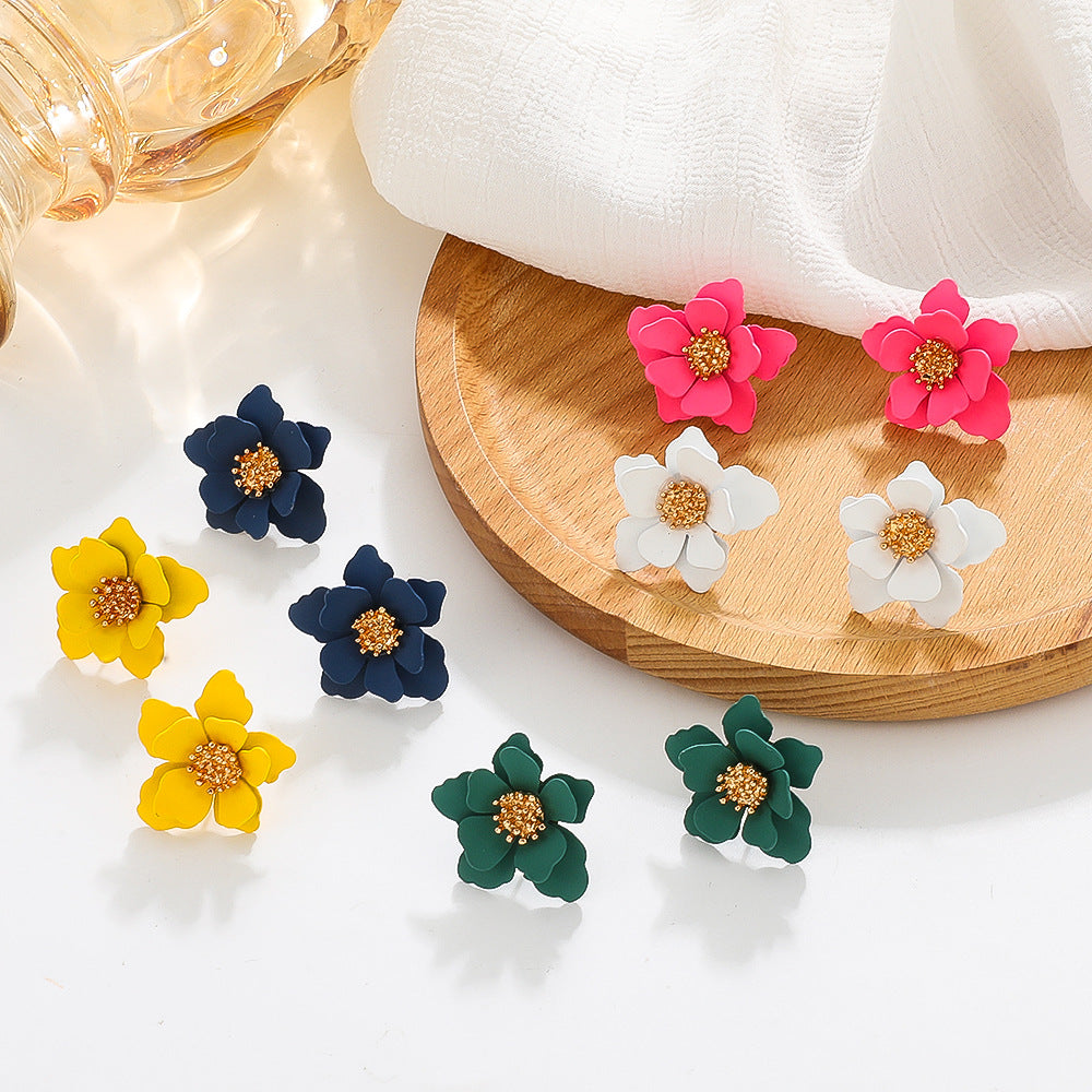 Sweet Floral Acrylic Multi-layer Petal Earrings for Women