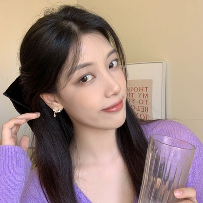 Sweet Magnolia Pearl Zircon Alloy Earrings with S925 Silver Needle