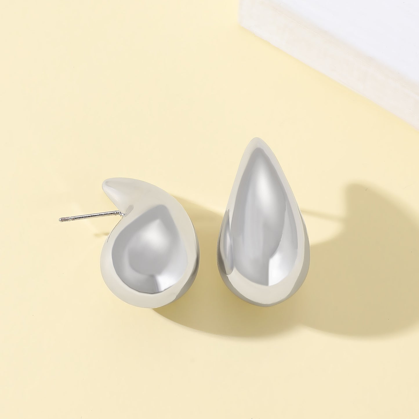 Vintage Water Droplet 14K Gold Plated Silver Stud Earrings