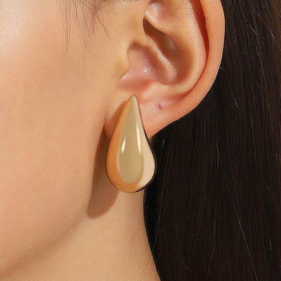 Vintage Water Droplet 14K Gold Plated Silver Stud Earrings