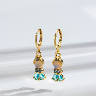 Y2K Mermaid Inlay Copper Zircon Drop Earrings for Women