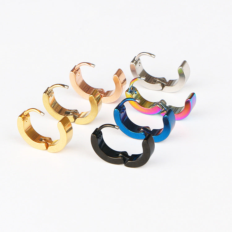Casual Solid Color Titanium Steel Hoop Earrings